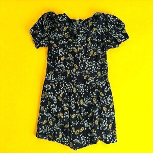 FREE PEOPLE Floral Black Yellow Cutout Romper Size 2
